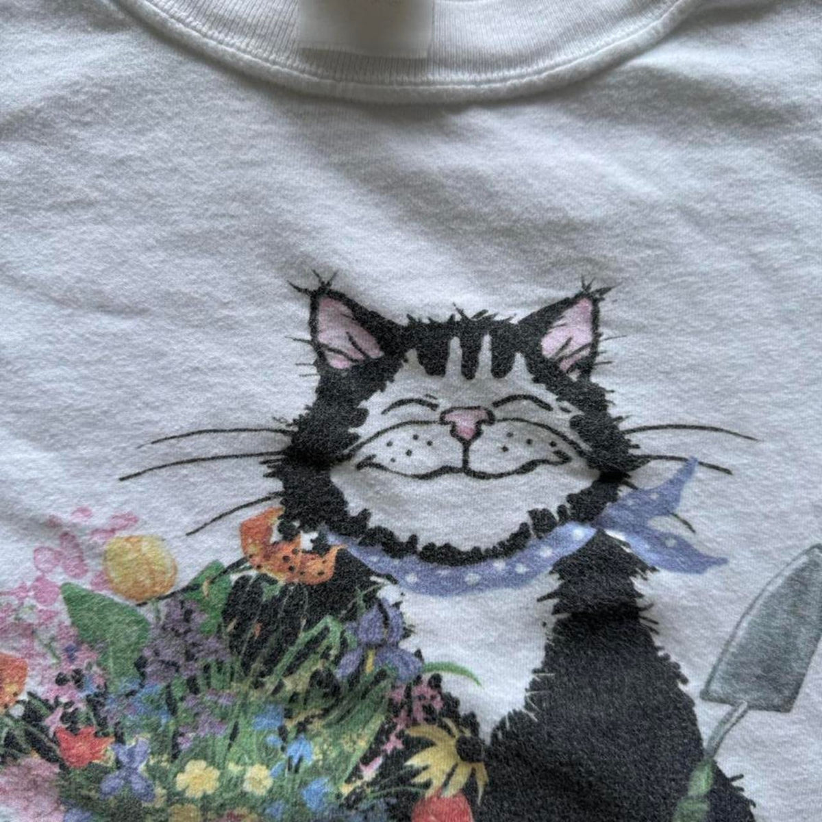 Vintage 90s Hairy Potter Cat Flower Humor Animal T-Shirt - X-Large