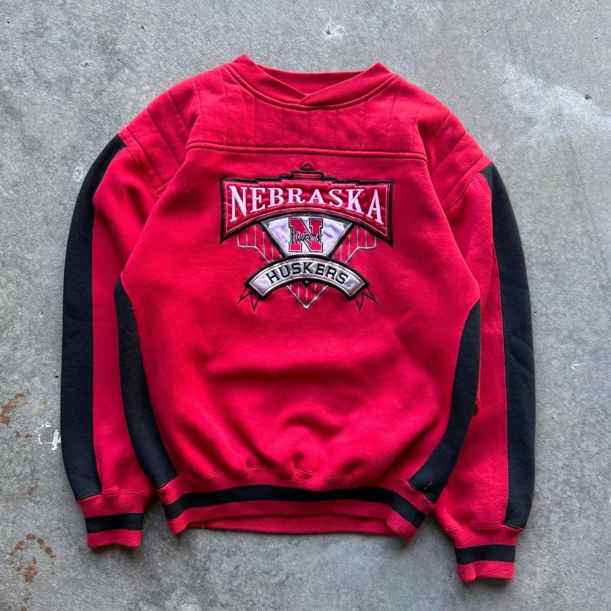 Vintage 90s Nebraska Huskers Embroidered Crewneck - Medium