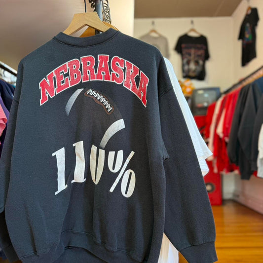 Vintage 90s Nebraska Huskers Football 110% Crewneck - X-Large