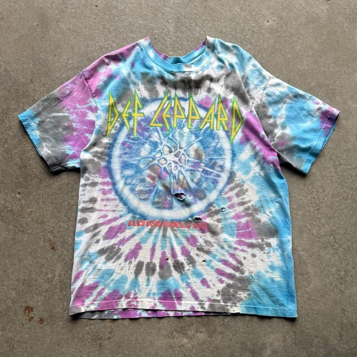 Vintage 90s Def Leppard Adrenalize Tie Due Band T-Shirt - X-Large
