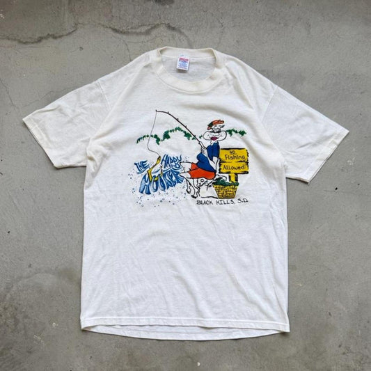 Vintage 90s Happy Hooker Fishing Fish T-Shirt - Large