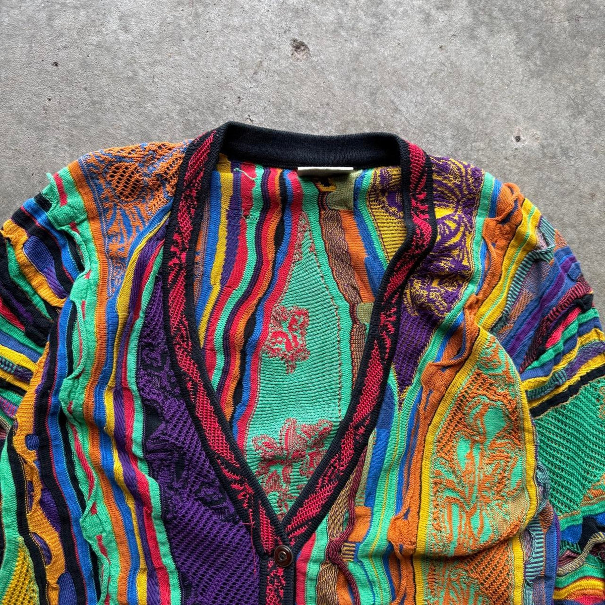 Vintage 90s Coogi 3D Knit Cardigan Sweater - Medium