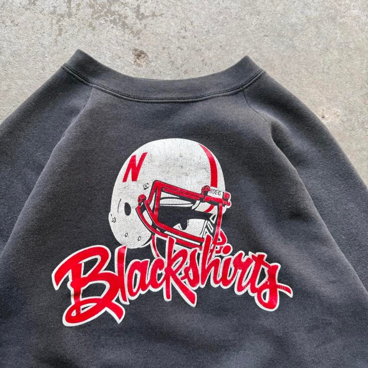 Vintage 90s Nebraska Huskers Blackshirts Helmet Crewneck - Large