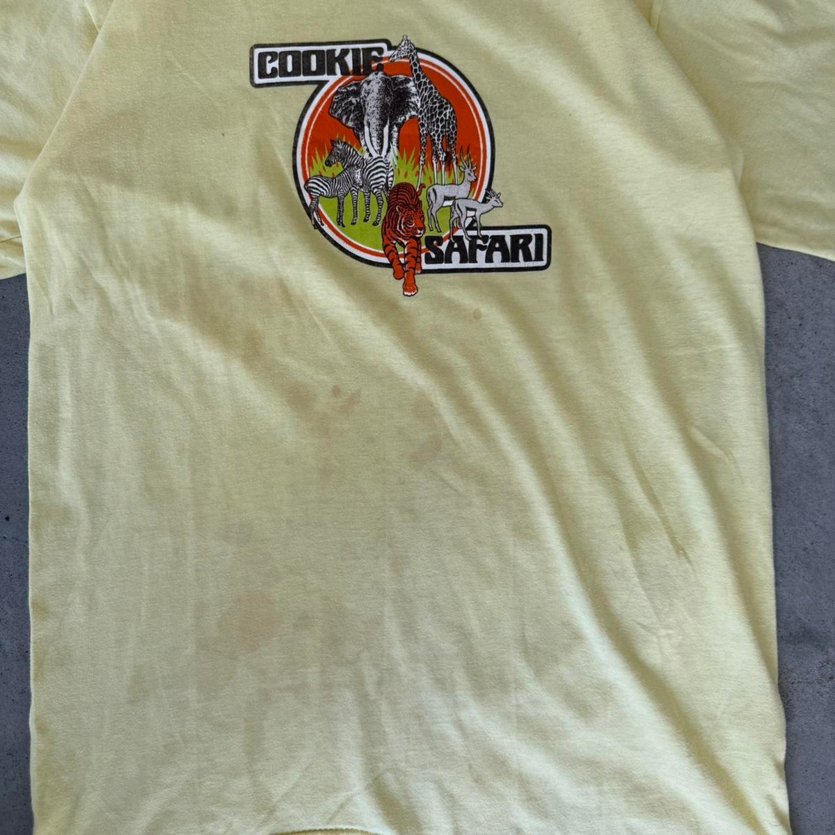 Vintage 80s Cookie Safari Animal Zebra Distressed T-Shirt - Large