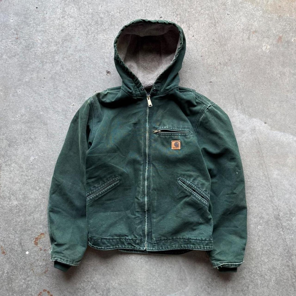 Vintage Carhartt J141 Detroit Hooded Fleece Lined Jacket - Small
