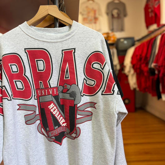 Vintage 90s Nebraska Huskers Cowboy Hat Spell Out Crewneck