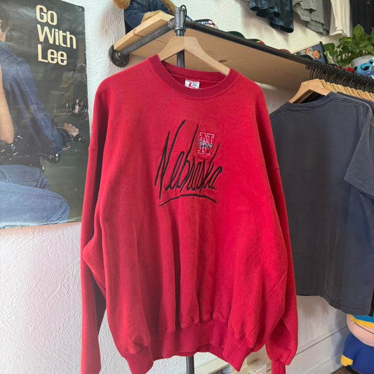 Vintage 90s Nebraska Huskers Embroidered Crewneck - XX-Large