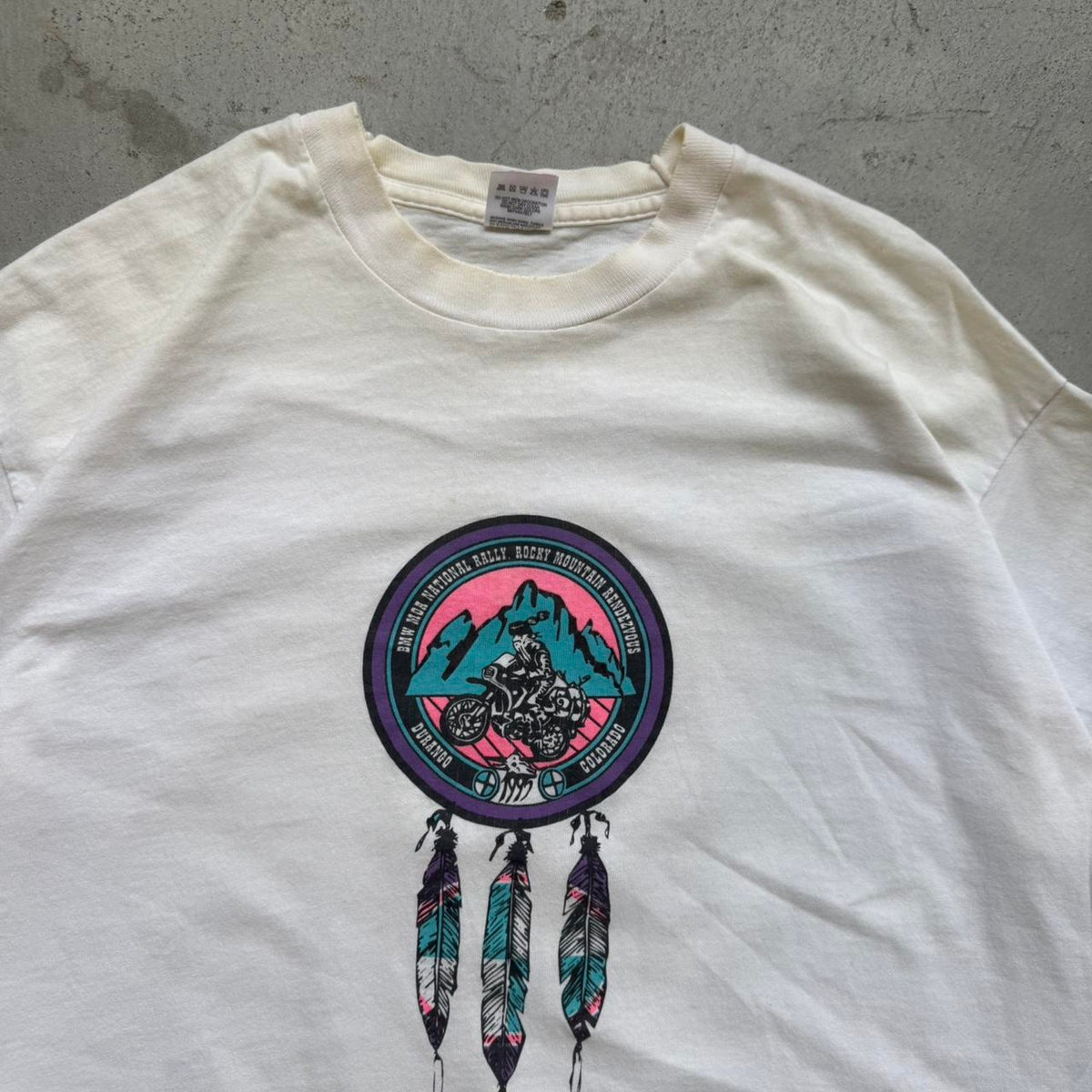 Vintage 90s Rocky Mountain Rally Motorcycle Biker Dreamcatcher T-Shirt - X-Large