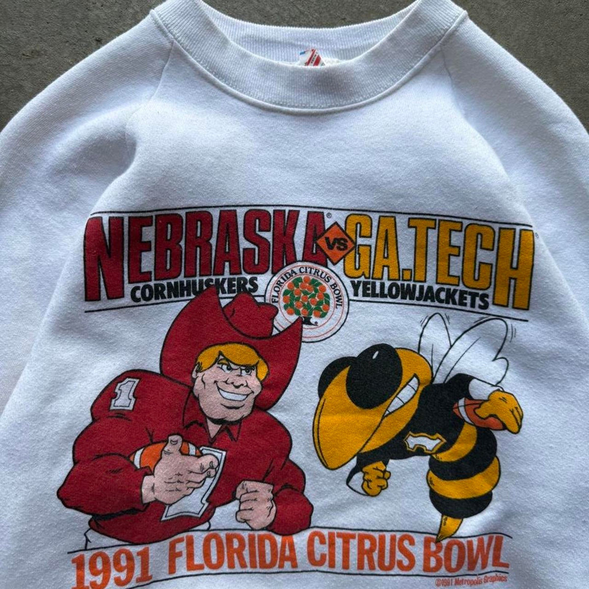 Vintage 1991 Nebraska Huskers Georgia Tech Citrus Bowl Crewneck - Large