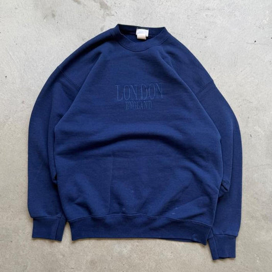 Vintage 90s London England Embroidered Crewneck - Large