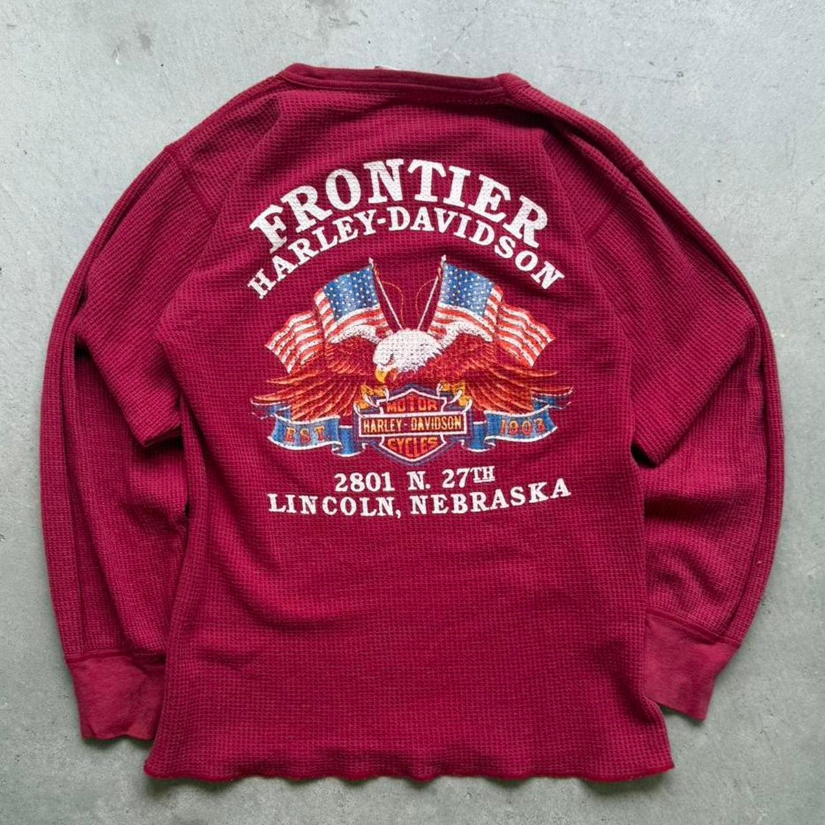 Vintage 80s 3D Emblem Harley Davidson Rose Thermal Shirt - X-Large