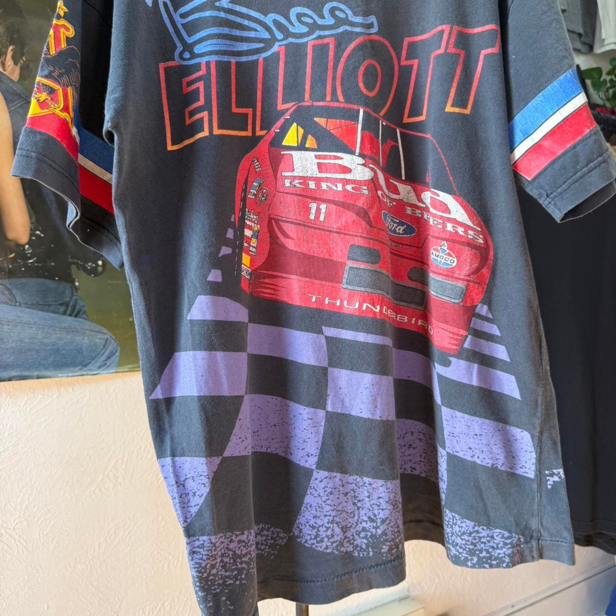 Vintage 90s NASCAR Bill Elliot Budweiser AOP Racing T-Shirt - Large