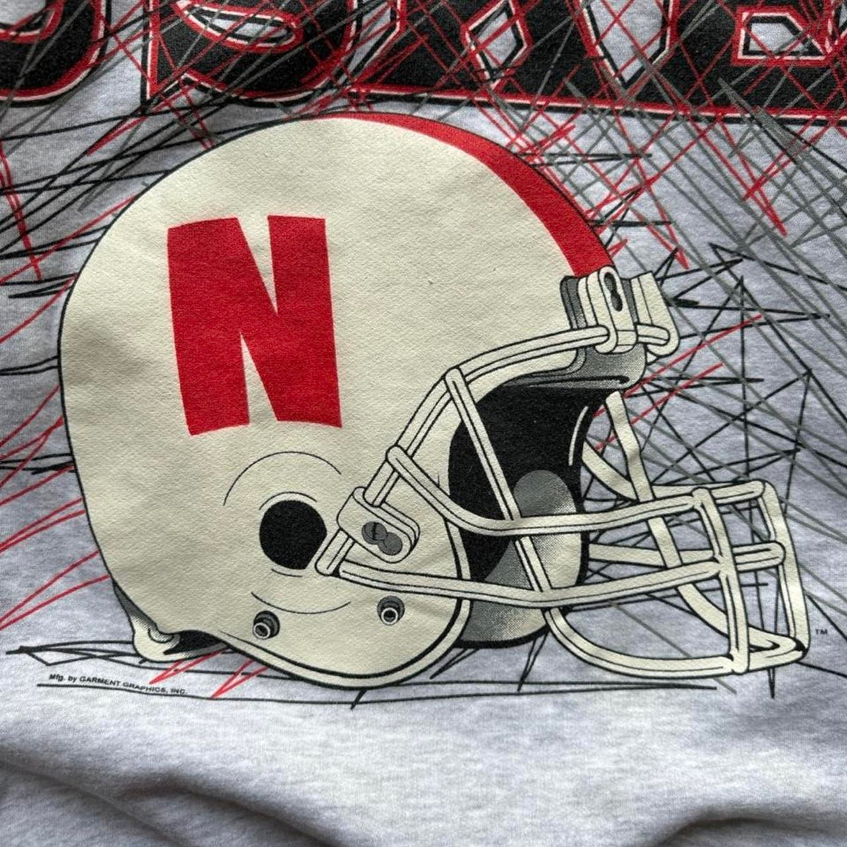 Vintage 90s Nebraska Huskers Spell Out Helmet Crewneck - Medium