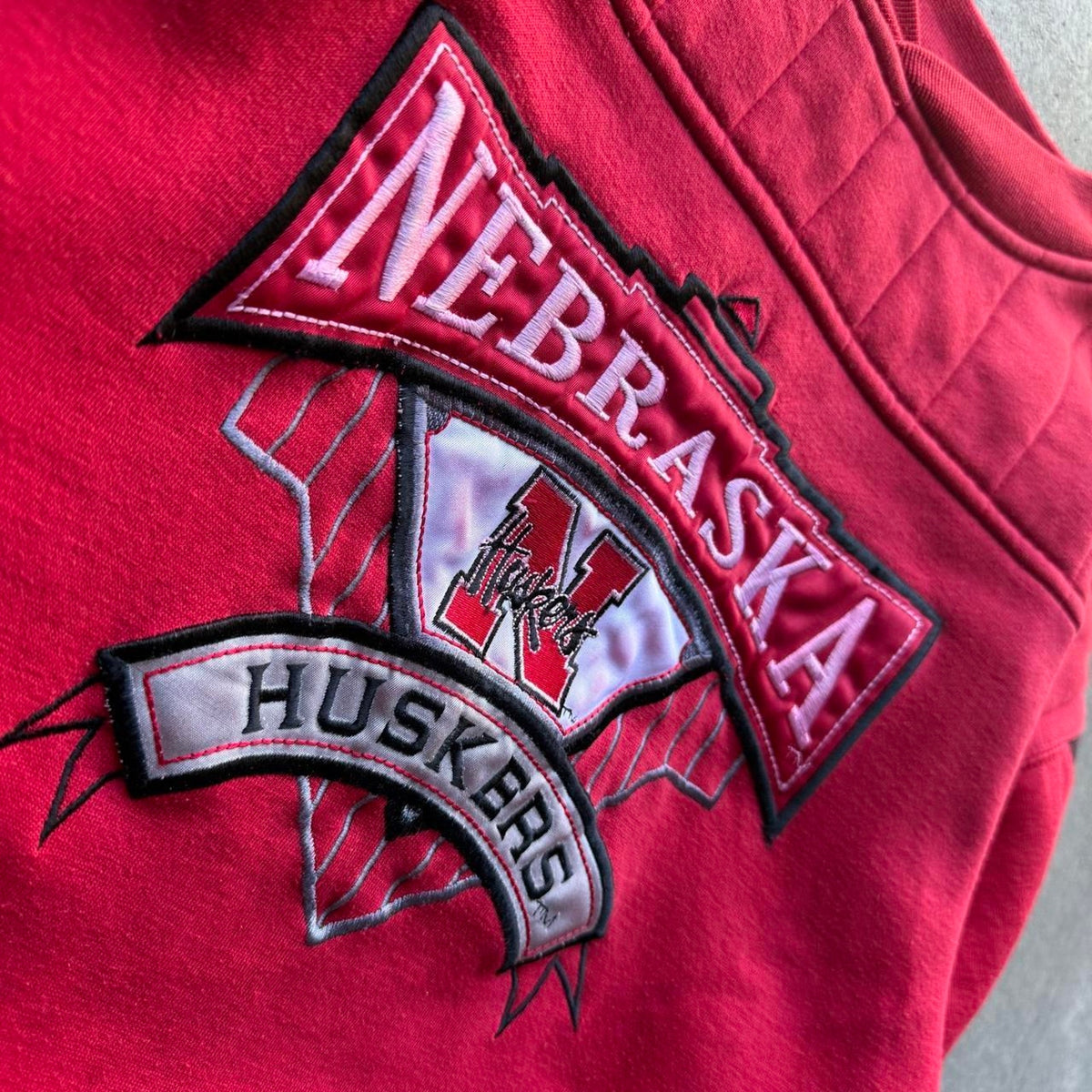 Vintage 90s Nebraska Huskers Embroidered Crewneck - Medium