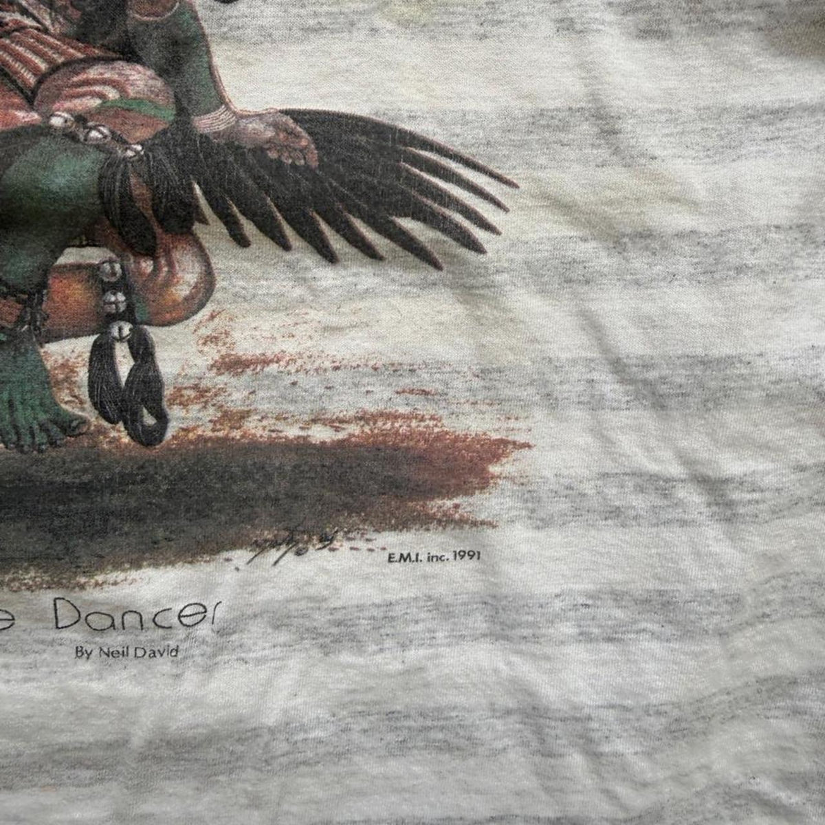 Vintage 90s Eagle Native American Striped T-Shirt - Medium