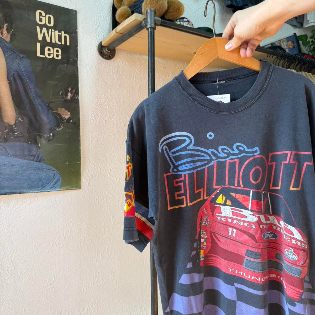 Vintage 90s NASCAR Bill Elliot Budweiser AOP Racing T-Shirt - Large