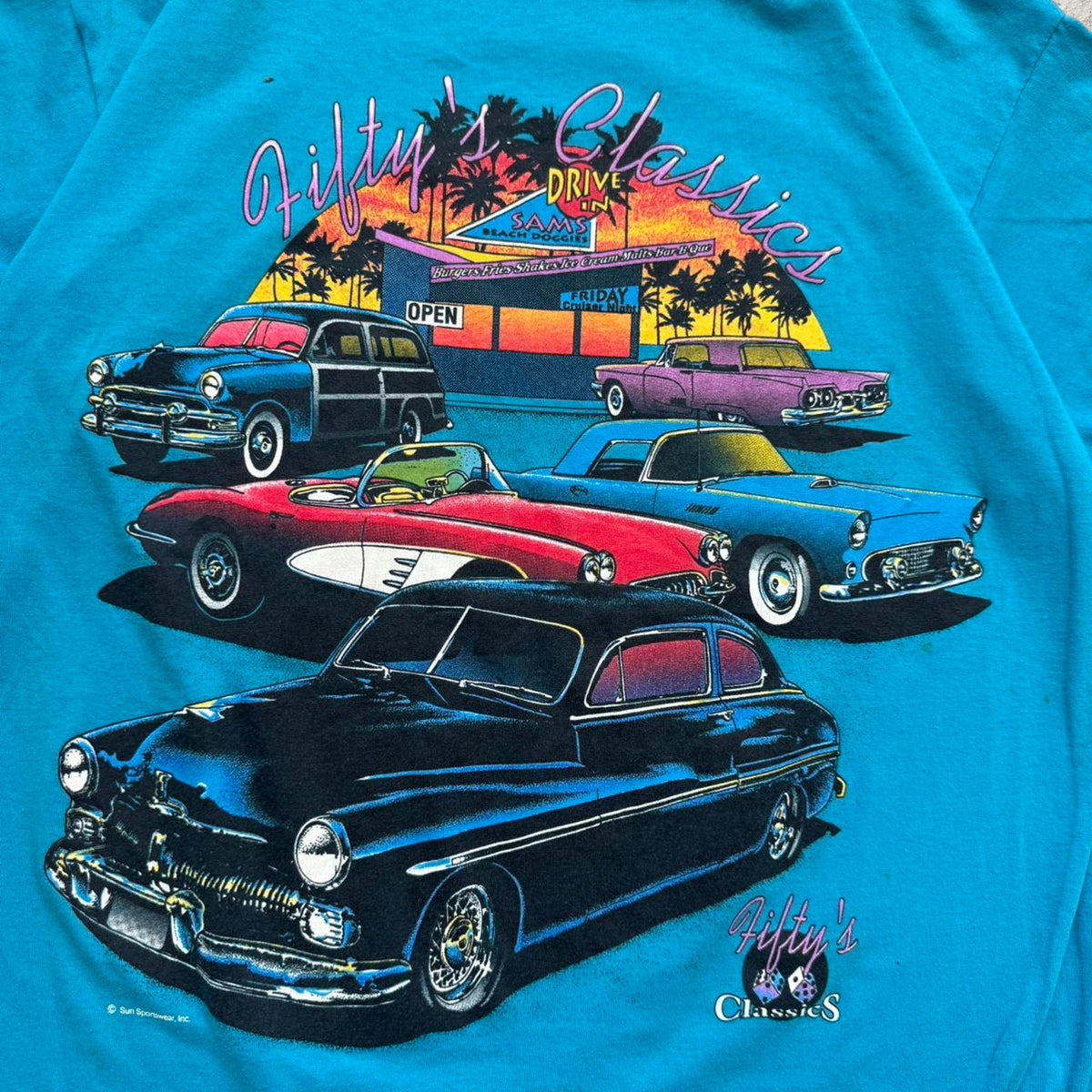 Vintage 90s Route 66 Hot Rod Car T-Shirt - Large