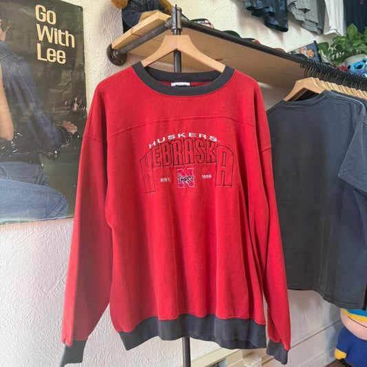 Vintage 90s Nebraska Huskers Football Crewneck - X-Large
