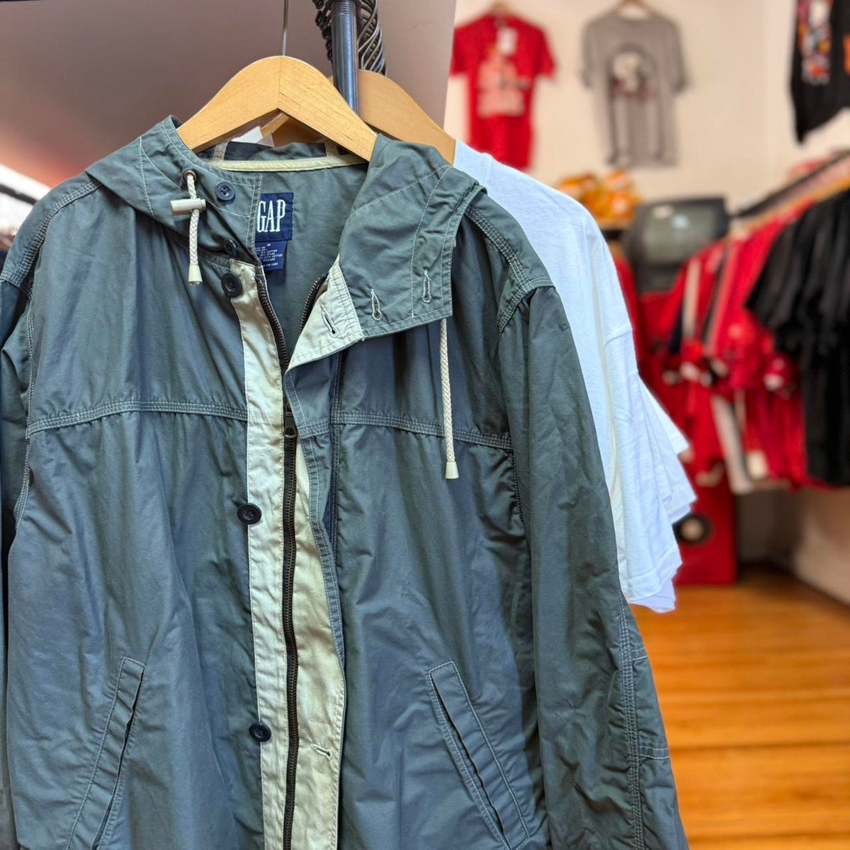Vintage 90s Gap Utility Hooded Light Jacket - Medium