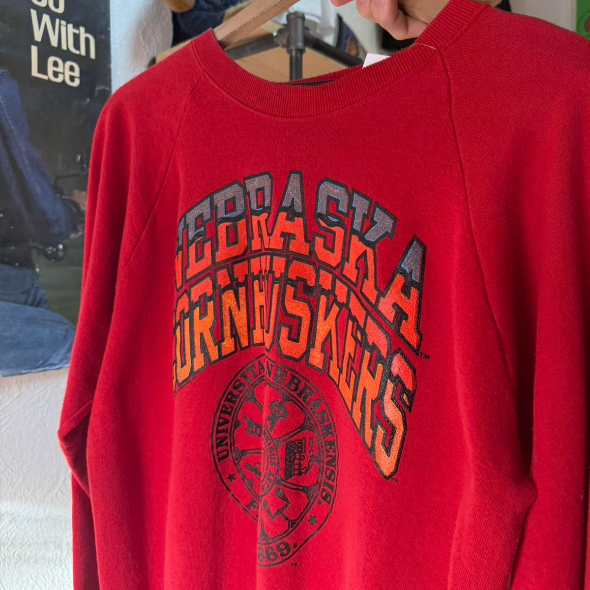 Vintage 80s Nebraska Huskers School Crest Crewneck - X-Large