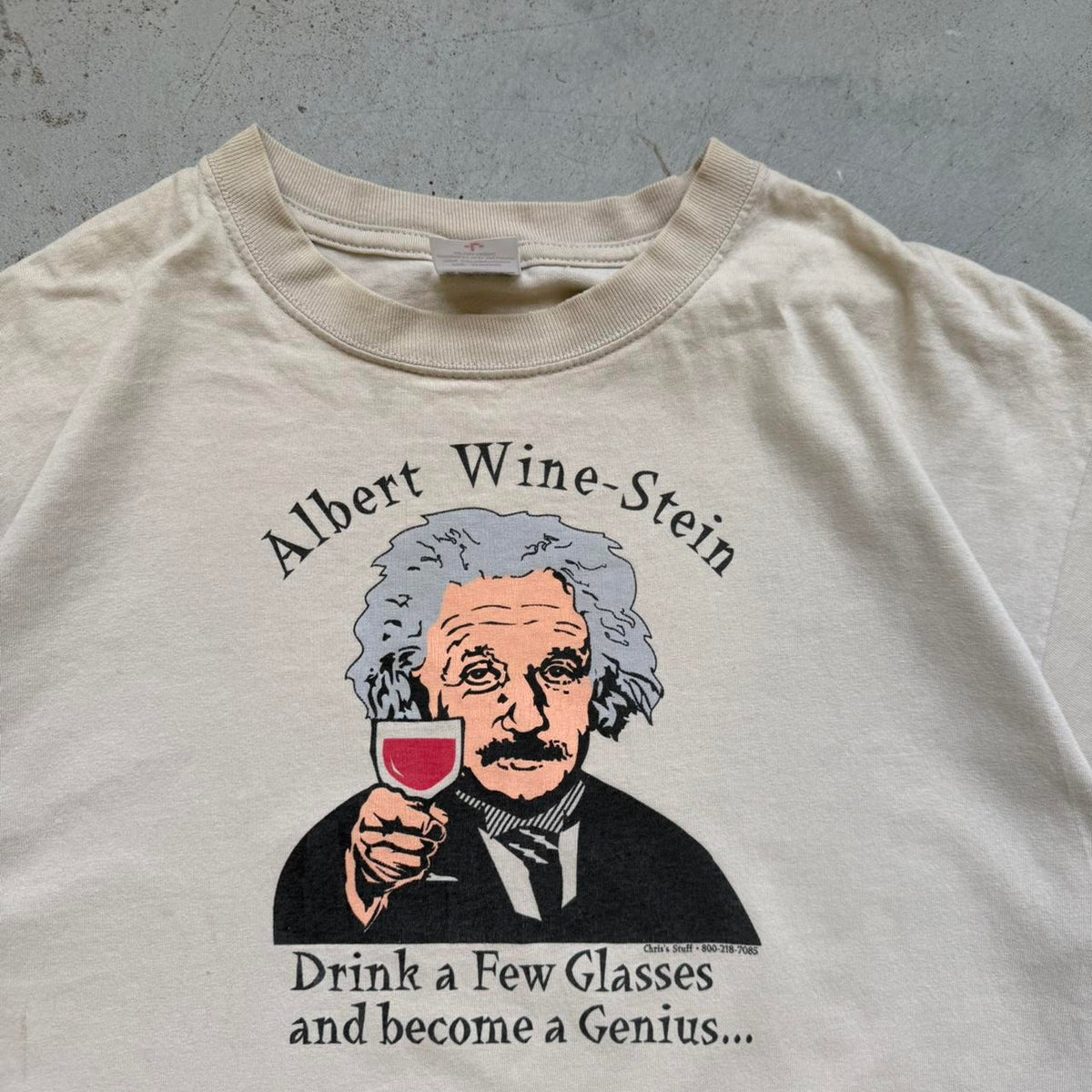 Vintage Albert Winestein Wine Drinking Humor T-Shirt - Large