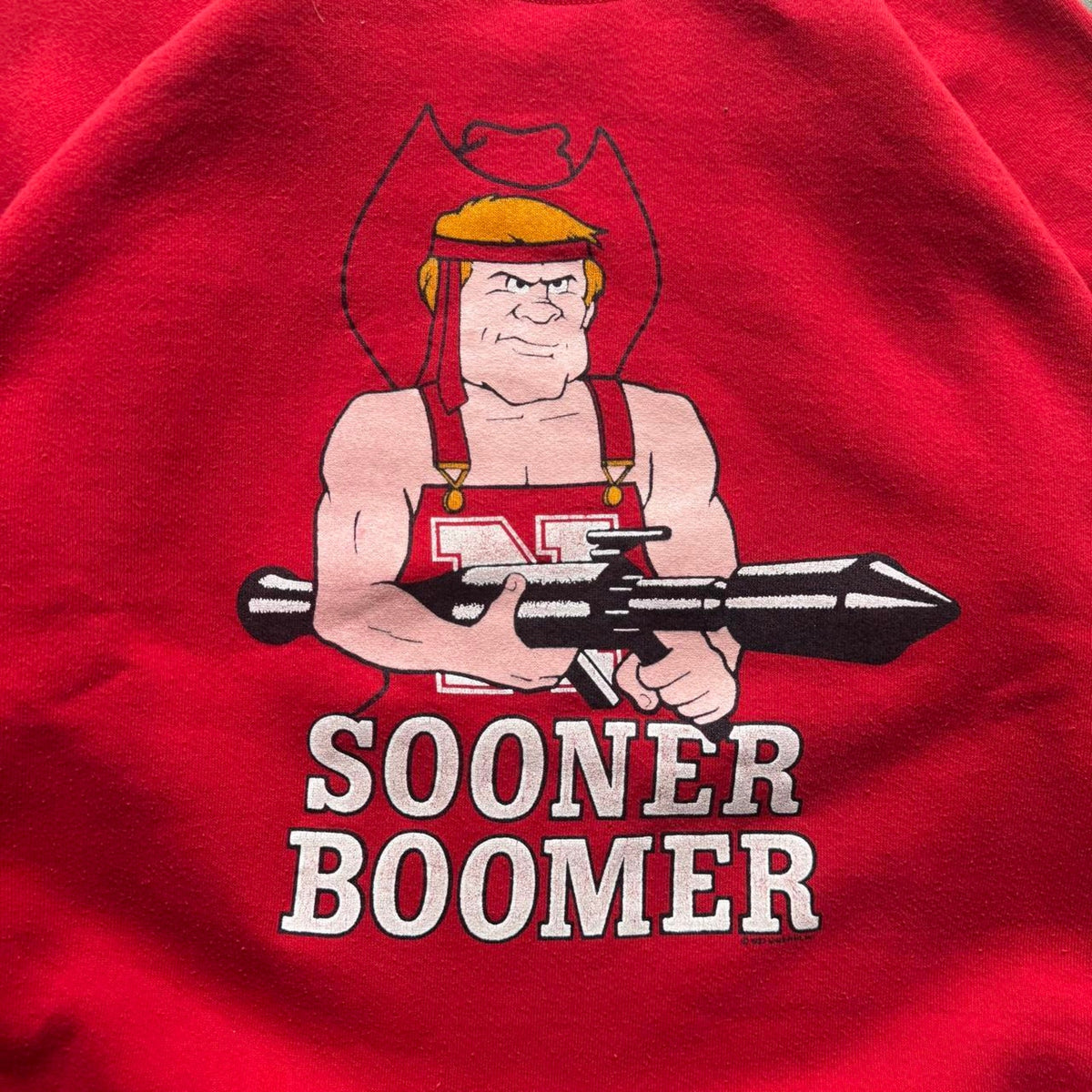 Vintage 90s Nebraska Huskers Sooner Boomer Rambo Crewneck - X-Large