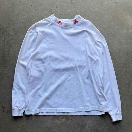Vintage 90s Nebraska Huskers adidas Mockneck T-Shirt - Large