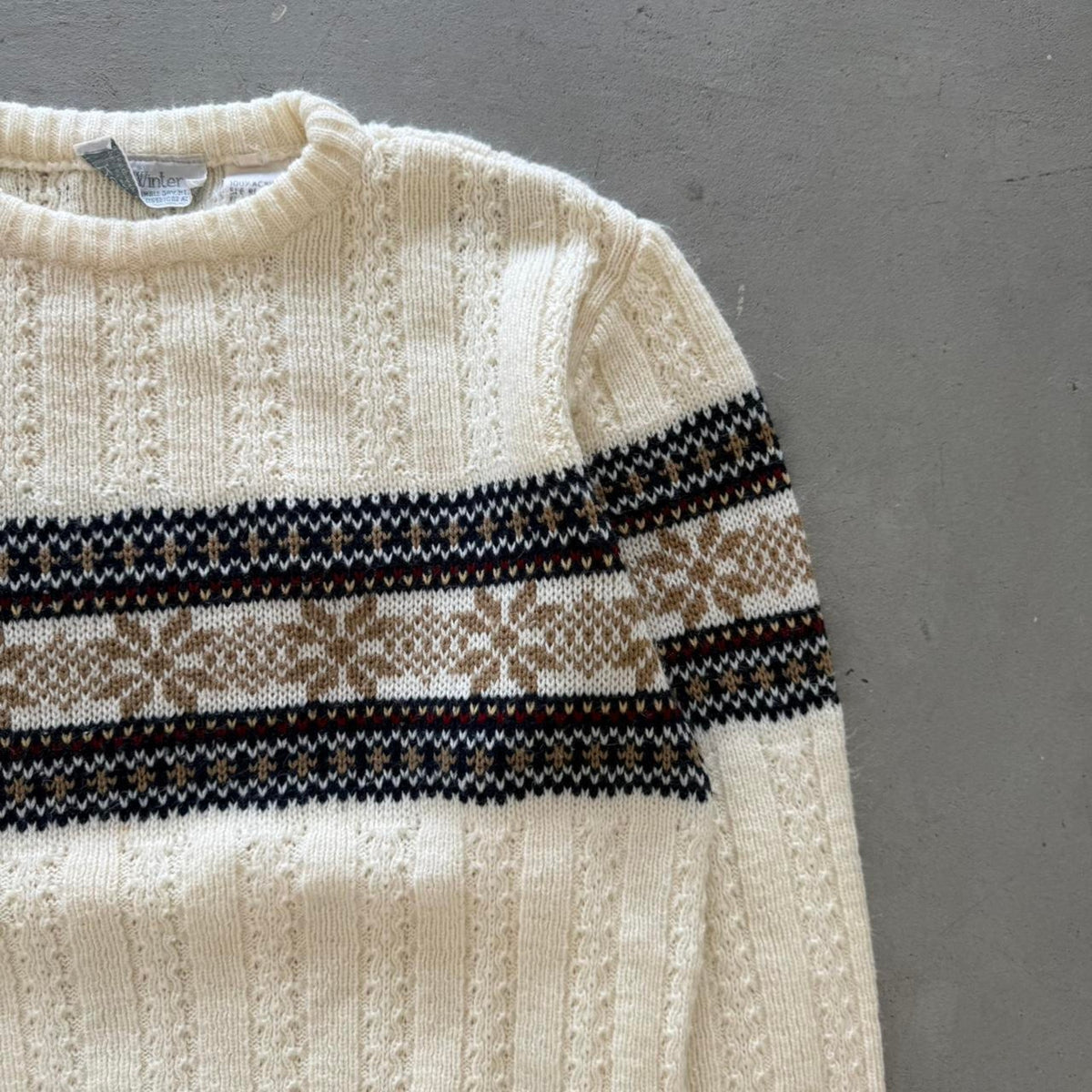 Vintage 80s Knit Snowflake Sweater - Medium