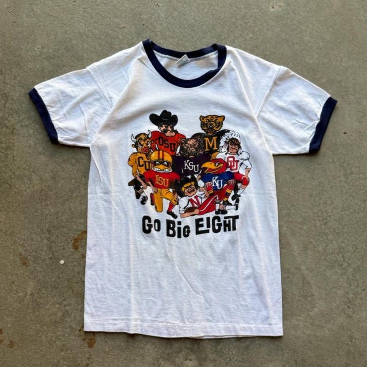 Vintage 80s Nebraska Go Big Eight Champion Blue Bar T-Shirt - Medium