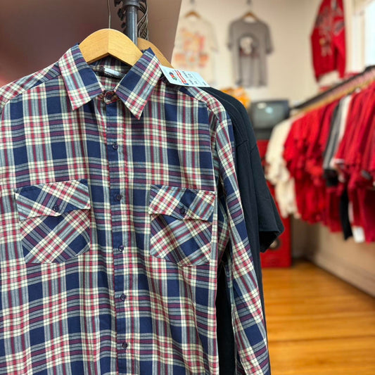 Vintage 90s Plaid Button Up Shirt - Medium