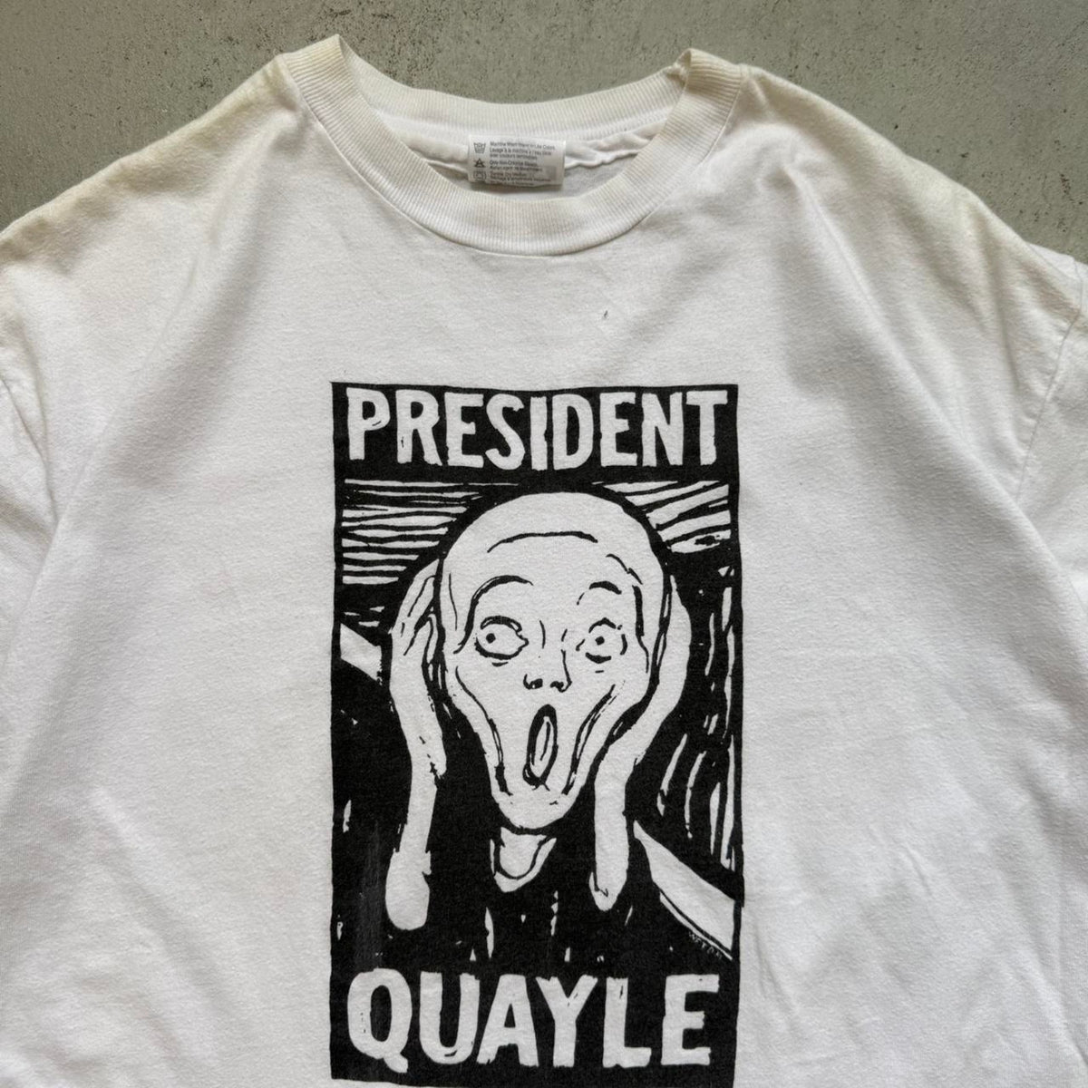 Vintage 90s President Quayle Van Gogh Scream Art T-Shirt - Large