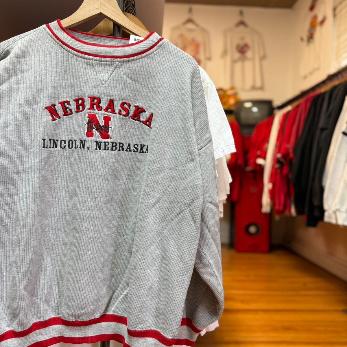 Vintage 90s Nebraska Huskers Ringed Sleeve Crewneck - Large