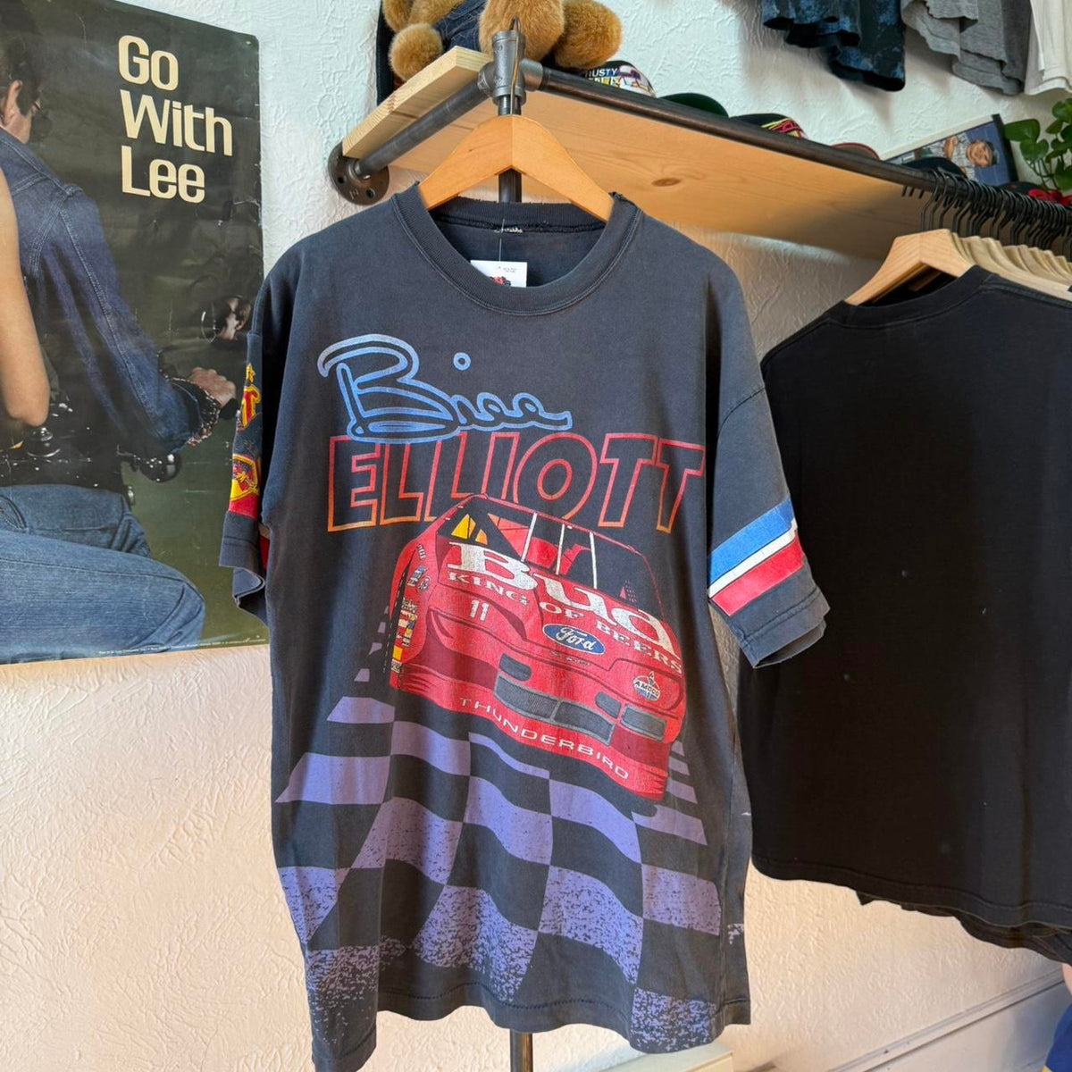 Vintage 90s NASCAR Bill Elliot Budweiser AOP Racing T-Shirt - Large