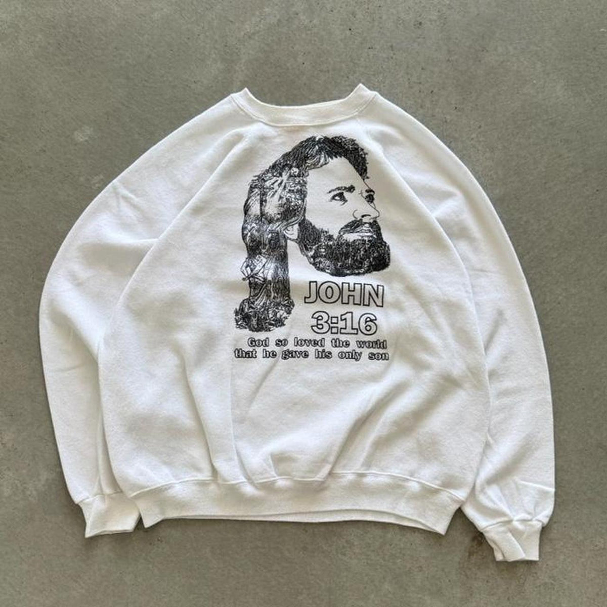 Vintage 90s Jesus John 3:16 Bible Art Crewneck - X-Large