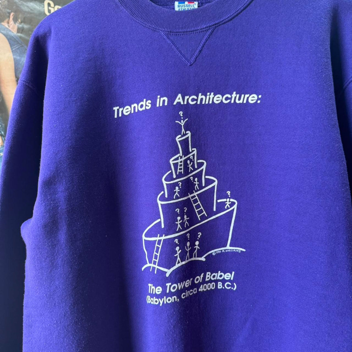 Vintage 90s Russell Athletic Architecture Tower of Babel Crewneck - X-Large