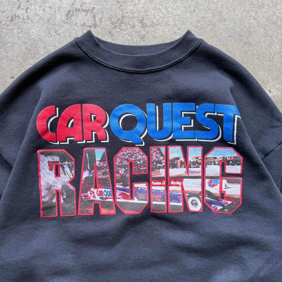 Vintage 90s Car Quest Racing Race Car Crewneck - X-Large
