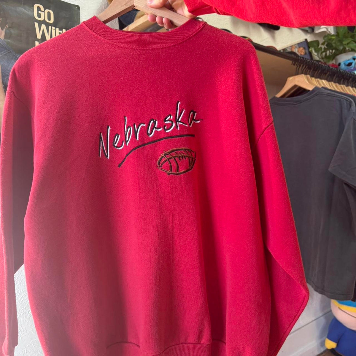 Vintage 90s Nebraska Huskers Embroidered Crewneck  - Large