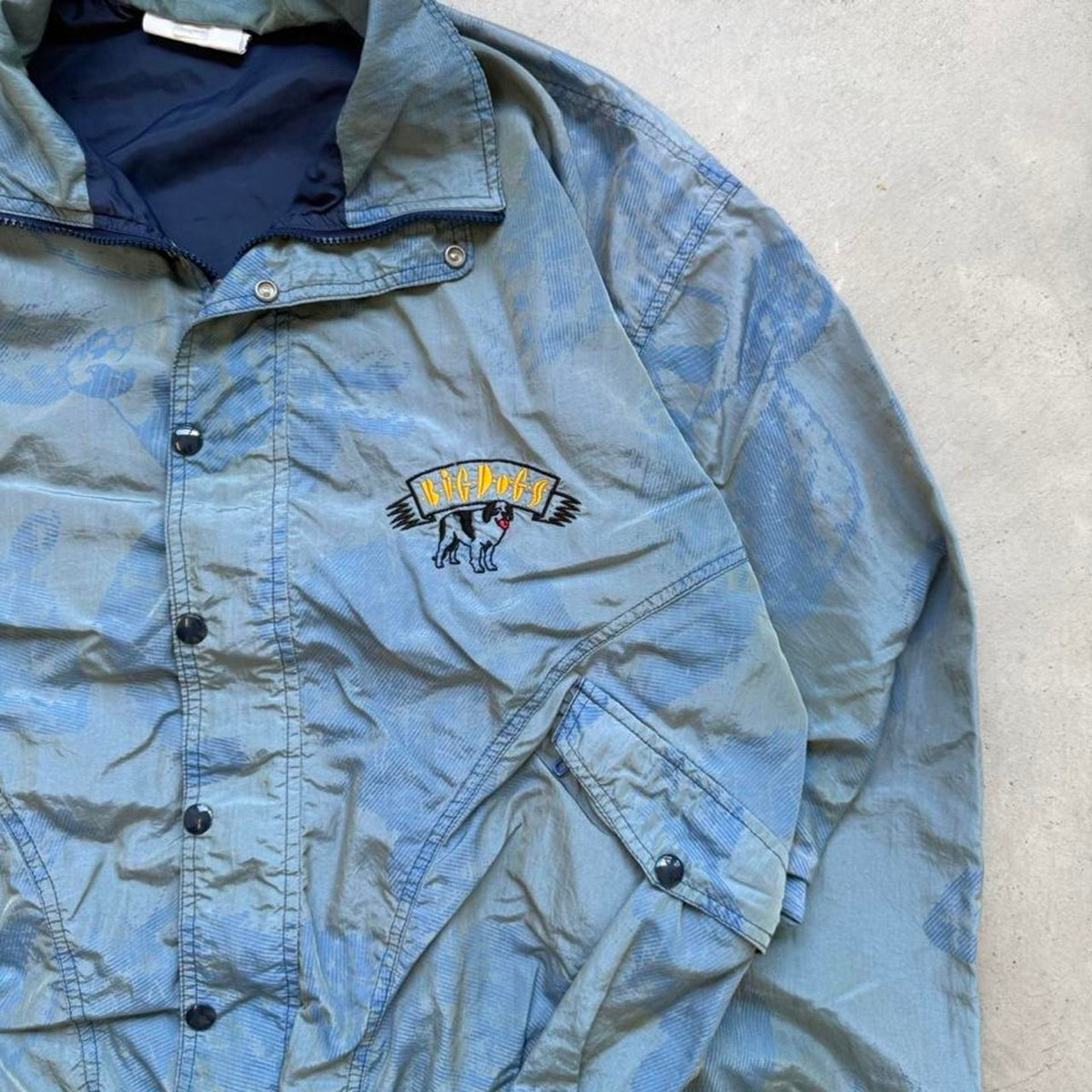 Vintage 90s Big Dogs 3M All Over Design Windbreaker - Large