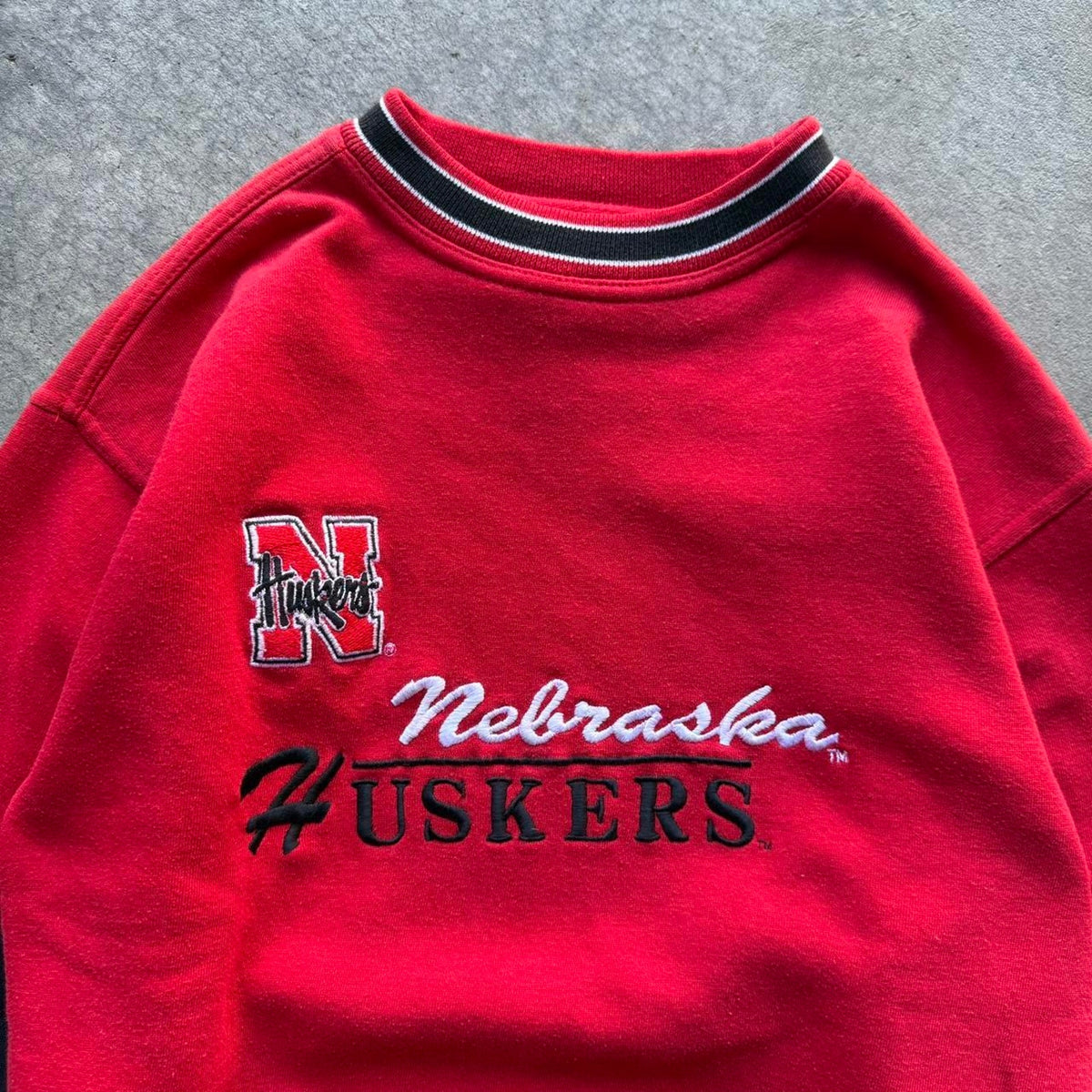 Vintage 90s Nebraska Huskers Embroidered Crewneck - Medium