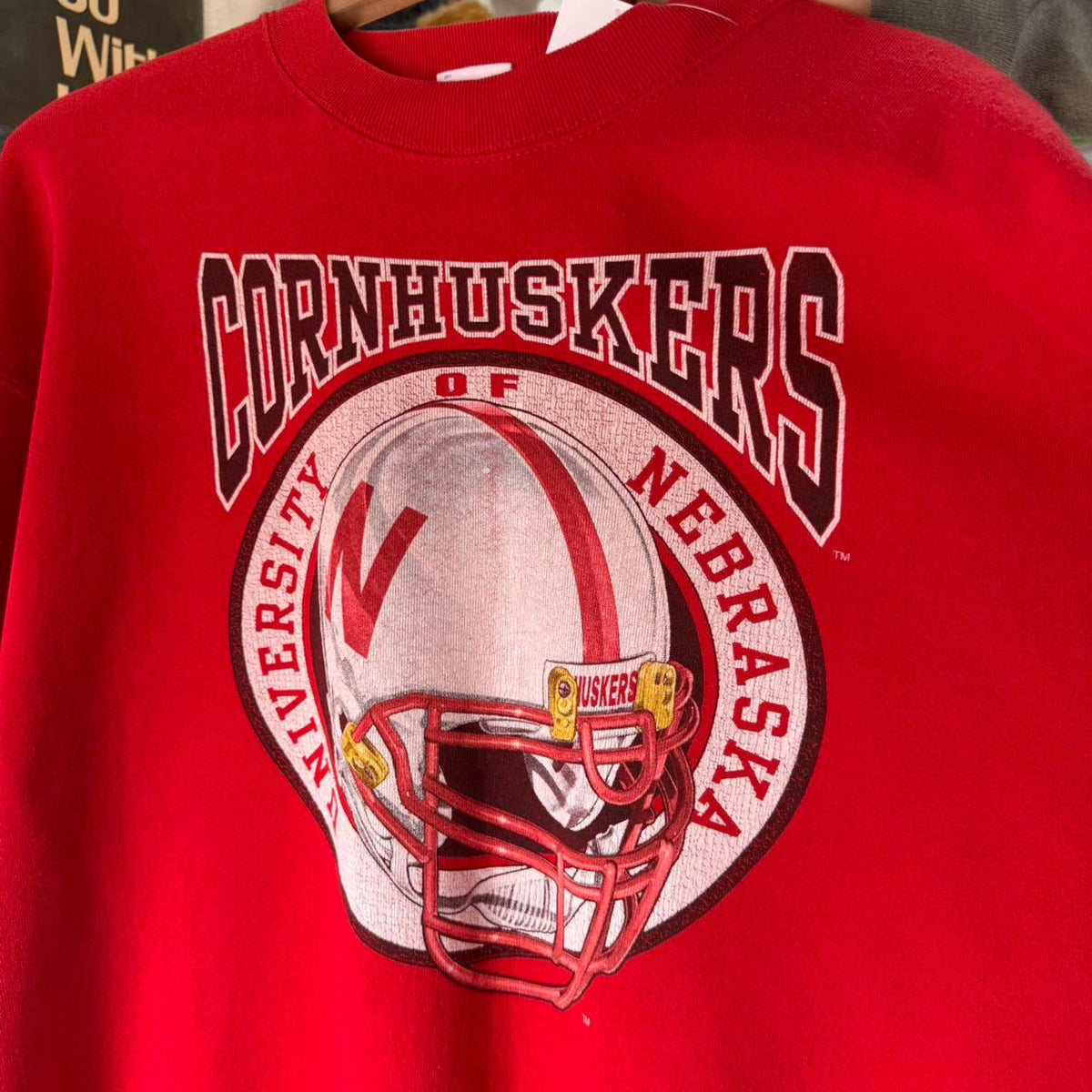 Vintage 90s Nebraska Huskers Pro Player Helmet Crewneck - XX-Large