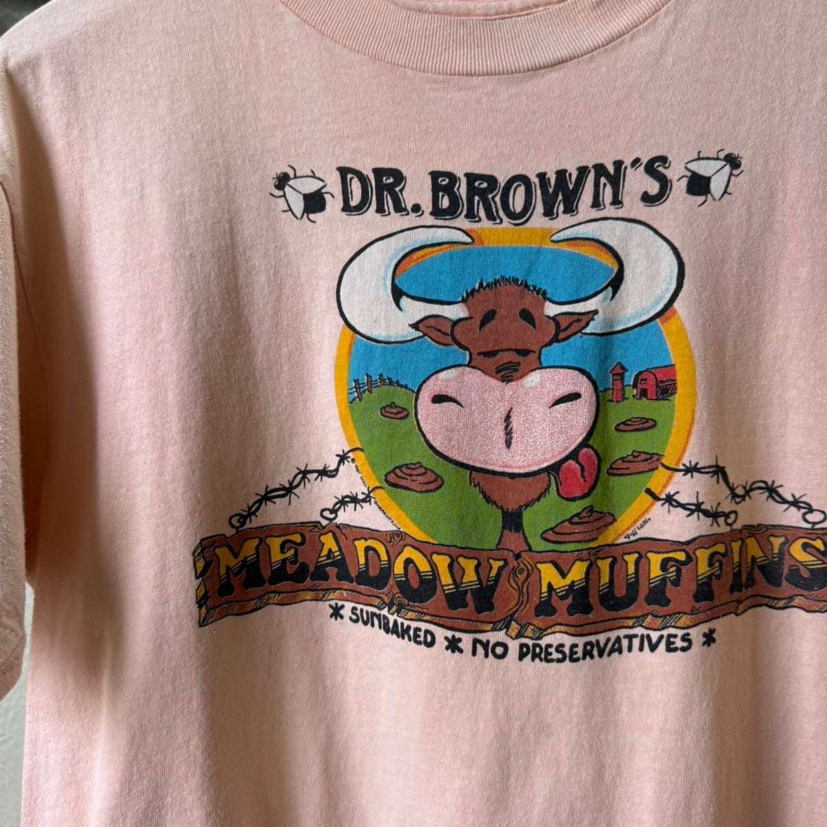 Vintage 90s Dr Browns Meadow Muffins Cow Pie Animal T-Shirt - Large