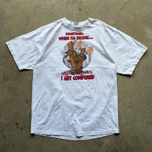 Vintage 90s When I’m Drunk I Get Confused Moose T-Shirt - XX-Large