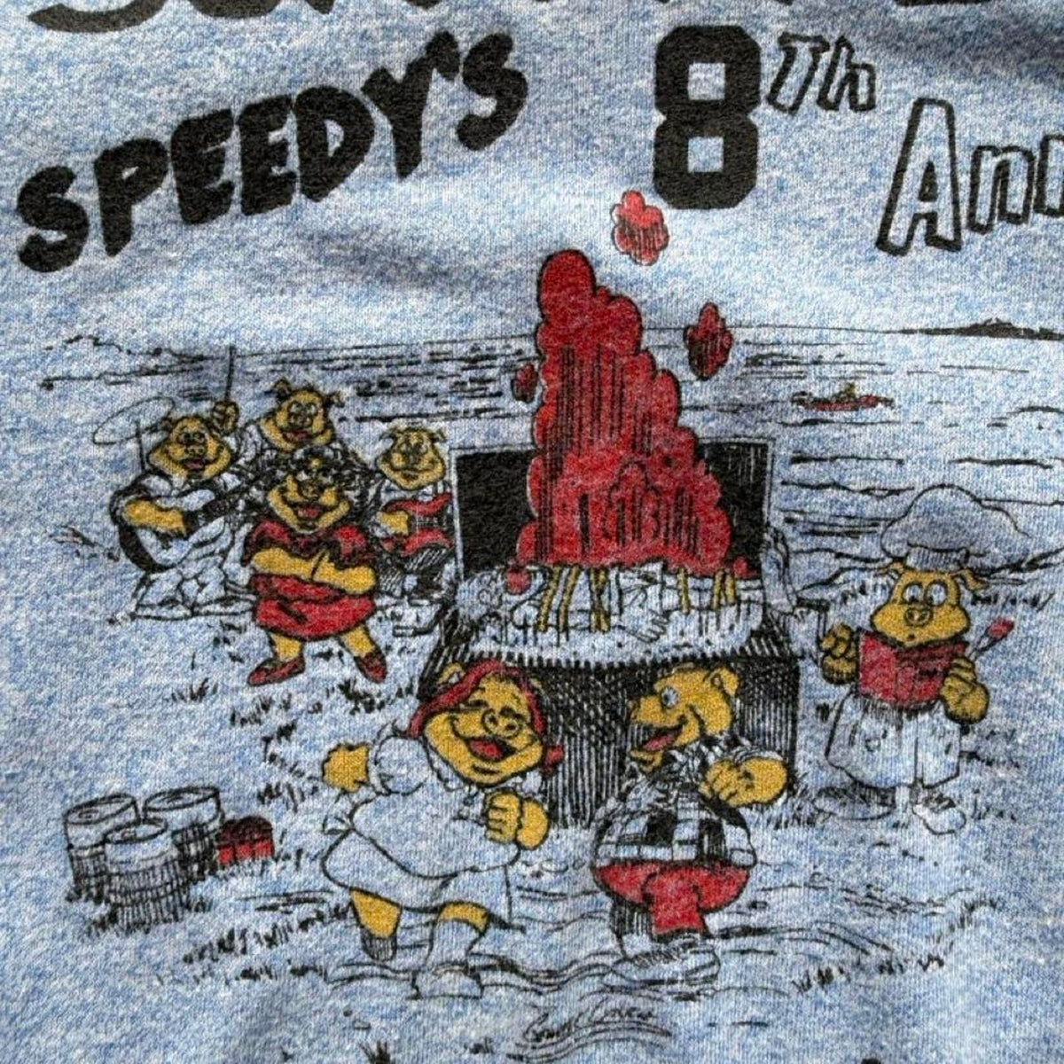 Vintage 80s I Survived Speedys Hog Roast Ringer T-Shirt - Medium