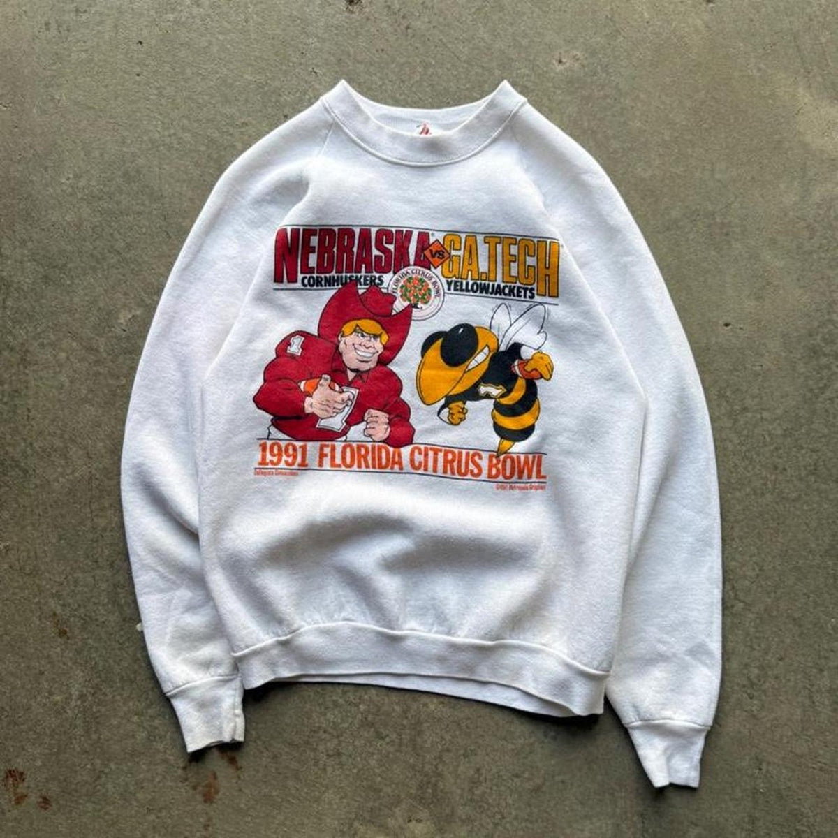 Vintage 1991 Nebraska Huskers Georgia Tech Citrus Bowl Crewneck - Large