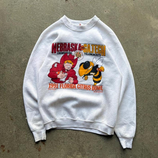 Vintage 1991 Nebraska Huskers Georgia Tech Citrus Bowl Crewneck - Large