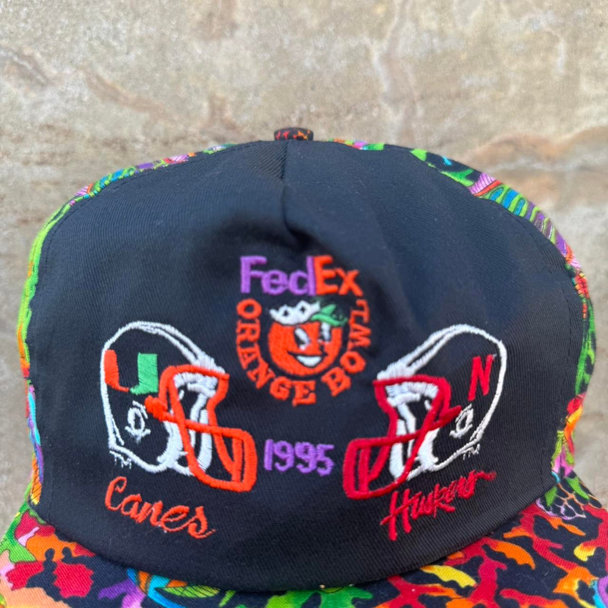 Vintage 90s Nebraska Husker Vs Miami Hurricanes FedEx Orange Bowl Underwater Ocean Snapback