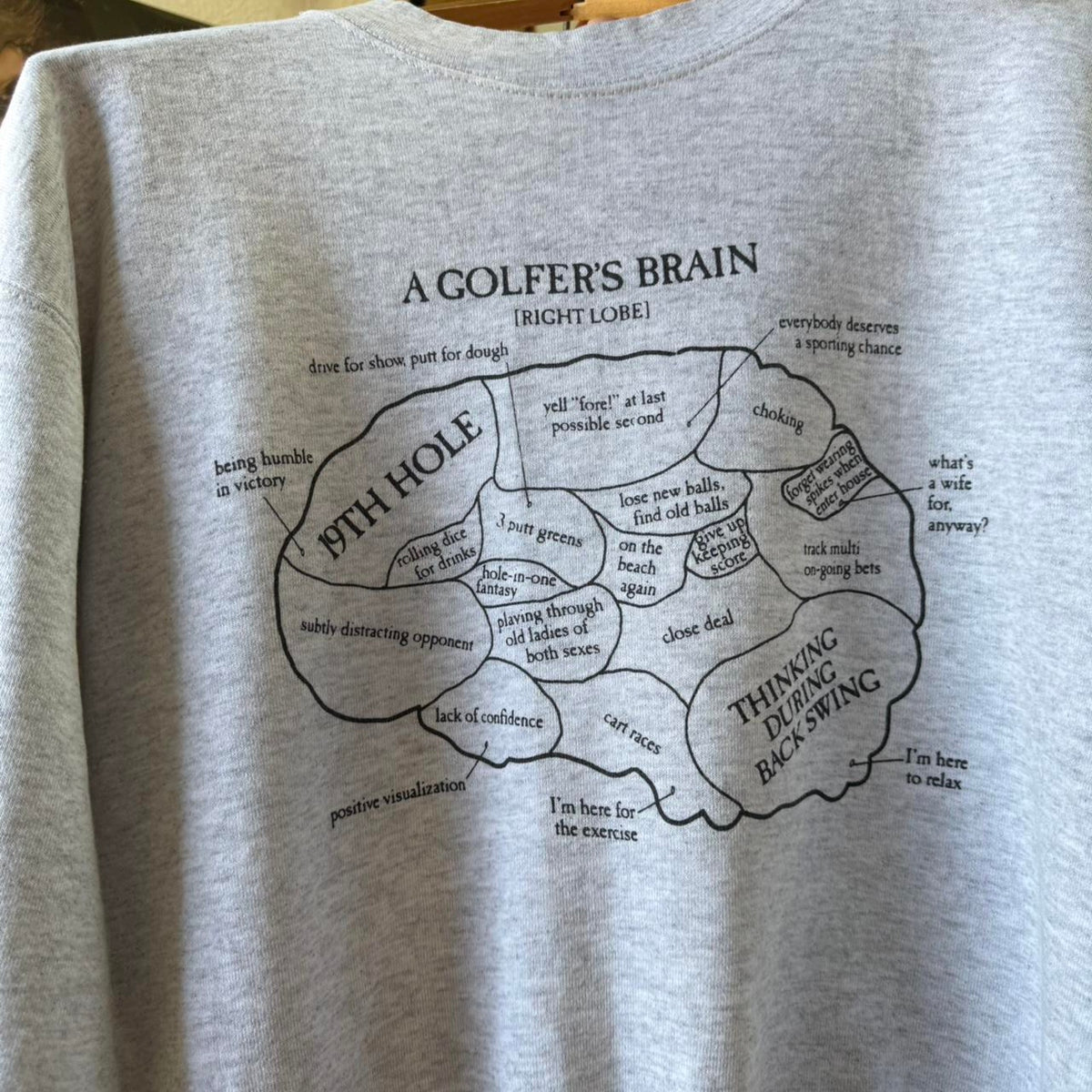 Vintage 90s A Golfers Brain Humor Comedy Crewneck - X-Large