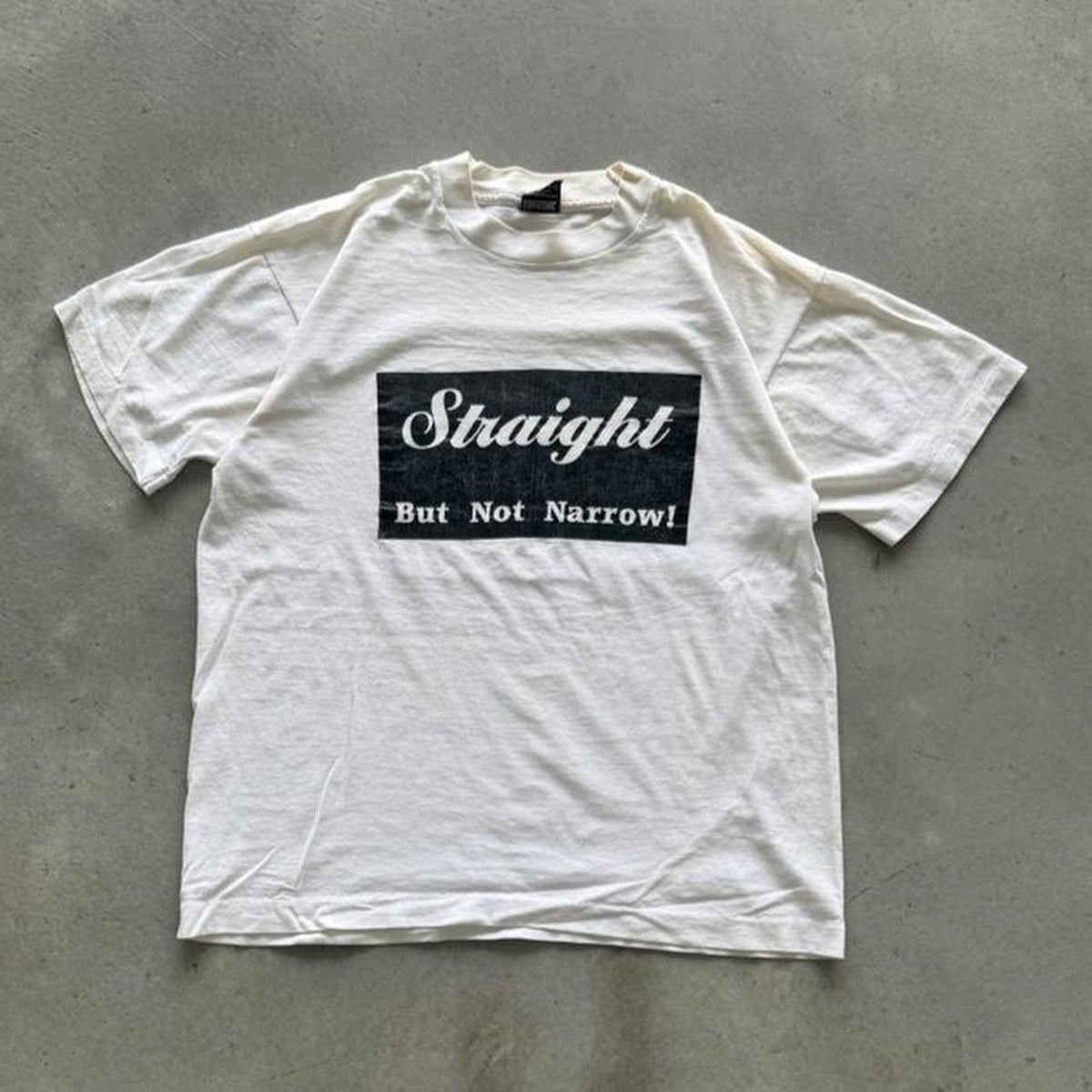 Vintage 90s Straight But Not Never Text Humor T-Shirt - X-Large