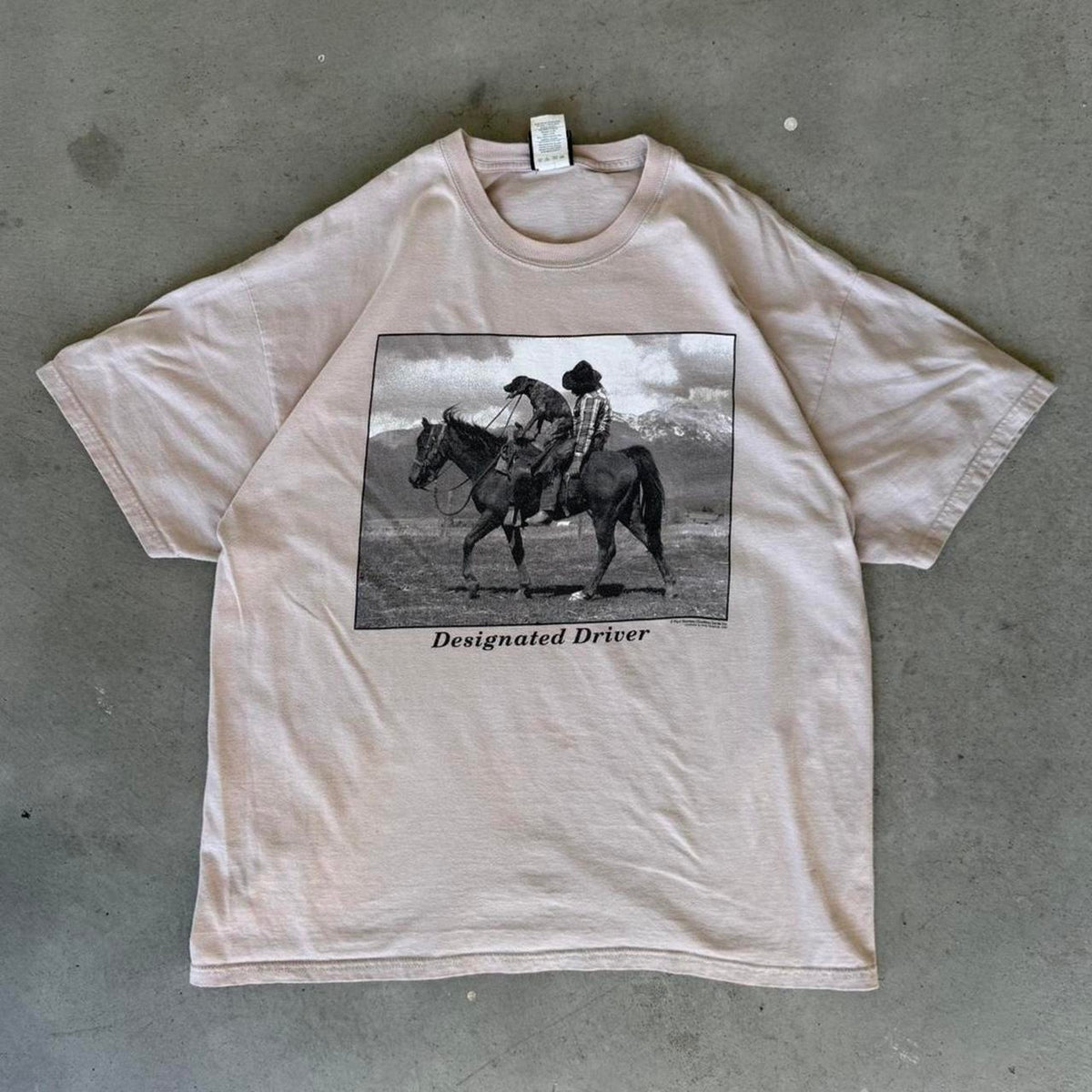 Vintage Designated Driver Cowboy Dog Horse Humor T-Shirt - X-Large