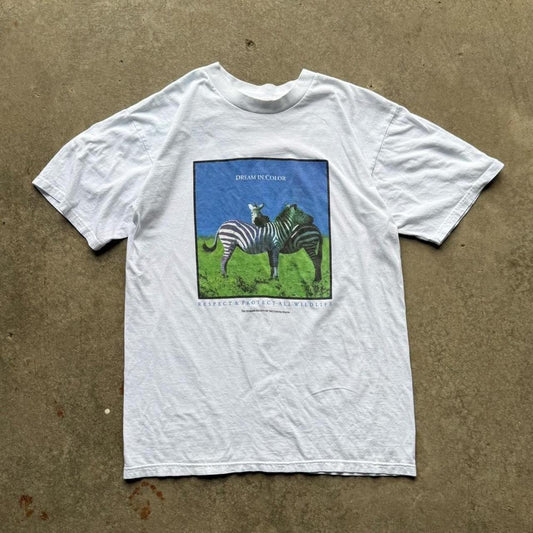 Vintage 90s Zebra Dream in Color Animal T-Shirt - Large